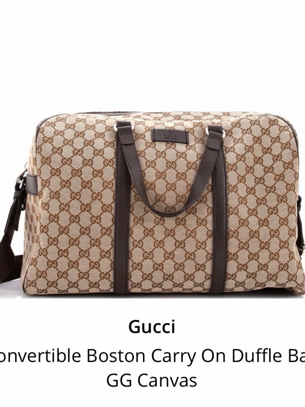 Gucci Beige GG Canvas Duffel with Brown Leather Trim